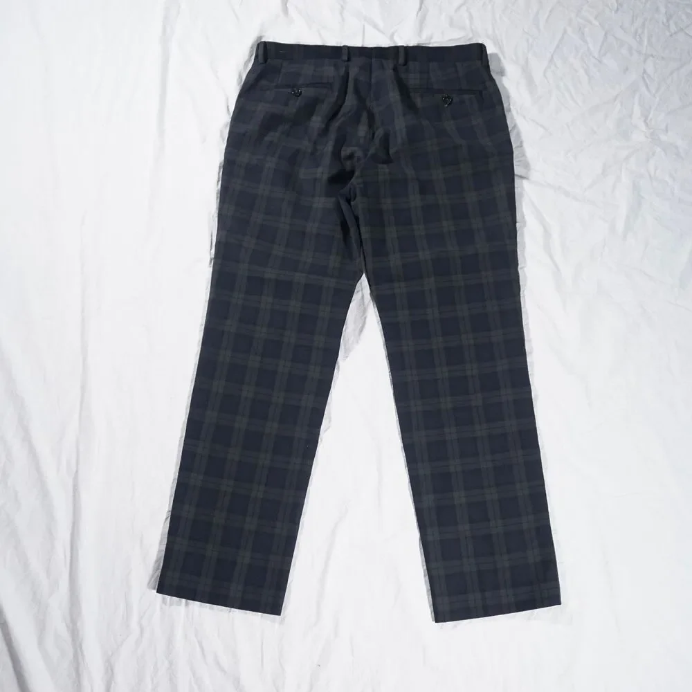 Lauren Ralph Lauren Black Watch Plaid Wool Dress Pants Black Green 33x30